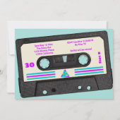 Invitation Retro 80 Purple Mix Tape 30e fête d'anniversaire (Dos)