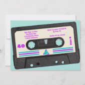 Invitation Retro 80 Purple Mix Tape 40e fête d'anniversaire (Dos)