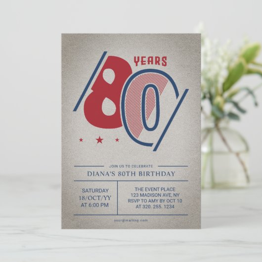 Invitation Retro 80e anniversaire (Debout devant)