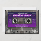 Invitation Retro 80s Cassette à thème Mixtape fête d'annivers (Devant)