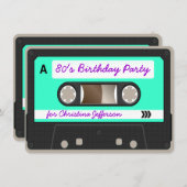 Invitation Retro 80s Cassette Bande Anniversaire Fête Invitat (Devant / Derrière)