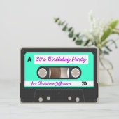 Invitation Retro 80s Cassette Bande Anniversaire Fête Invitat (Debout devant)