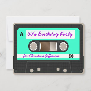 Invitation Retro 80s Cassette Bande Anniversaire Fête Invitat