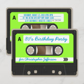 Invitation Retro 80s Cassette Bande Anniversaire Fête Invitat (Devant / Derrière)