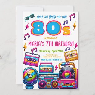 Invitation Retro 80s Disco Music Anniversaire