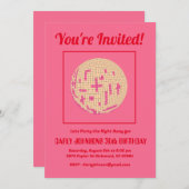 Invitation Retro 80s Hot Pink Red Disco 30e fête d'anniversai (Devant / Derrière)