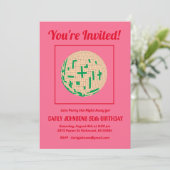 Invitation Retro 80s Hot rose Red Green Disco 50e anniversair (Debout devant)