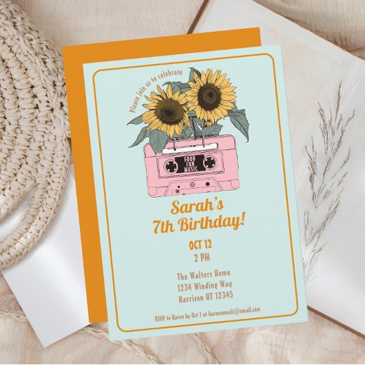 Invitation Retro 80s Music Girls Anniversaire