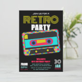 Invitation Retro 80s Neon Cassette Bande Anniversaire Danse (Debout devant)