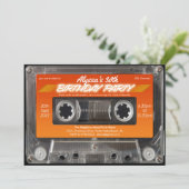 Invitation Retro 80s Orange Mixtape Cassette Party (Debout devant)