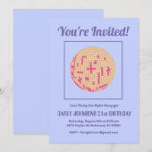 Invitation Rétro 80s Purple Pink Yellow Disco 21e anniversair (Devant / Derrière)