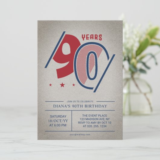 Invitation Retro 90e anniversaire (Debout devant)