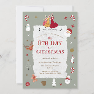 Invitation Rétro 9e jour de Noël Mignon milieu du siècle Xmas