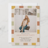 Invitation Retro À damiers Arch Diplôme photo intemporel (Dos)