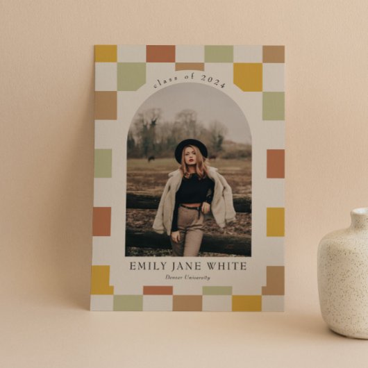 Invitation Retro À damiers Arch Diplôme photo intemporel