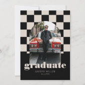 Invitation Retro À damiers Arch Diplôme photo intemporel (Devant)