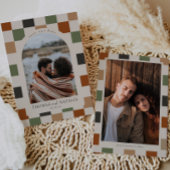 Invitation Retro À damiers, Arch Photo Enregistrer la date