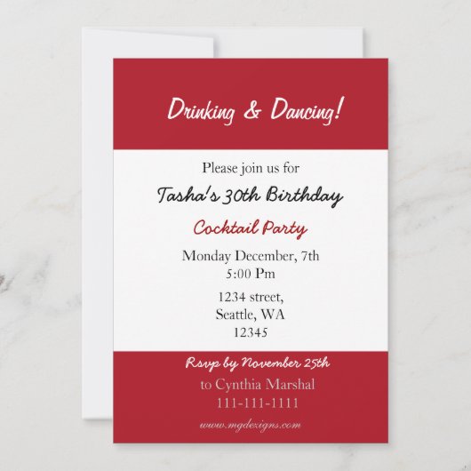 Invitation rétro à une soirée cocktail (Dos)