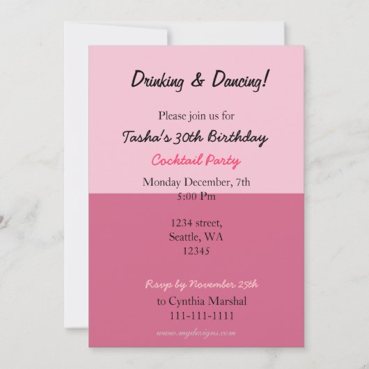 Invitation rétro à une soirée cocktail (Dos)