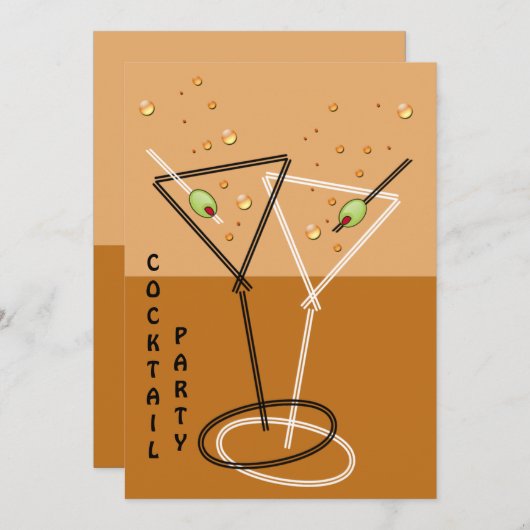 Invitation rétro à une soirée cocktail (Devant / Derrière)