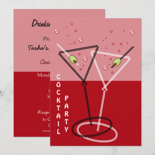 Invitation rétro à une soirée cocktail (Devant / Derrière)