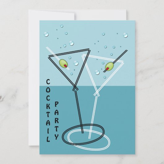 Invitation rétro à une soirée cocktail (Devant)