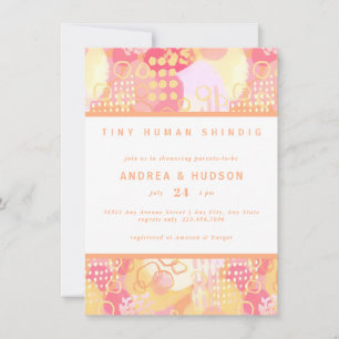 Invitation Rétro Abstrait Fête de bébé pour couples