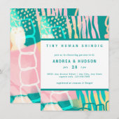 Invitation Rétro Abstrait | Fête de bébé pour couples (Devant / Derrière)