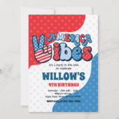 Invitation Retro America Vibes 4 juillet fête d'anniversaire (Devant)