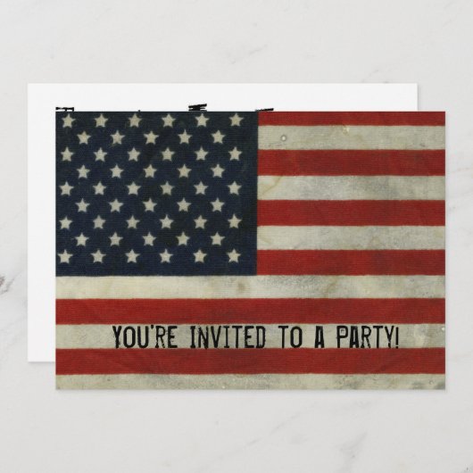 Invitation Retro American Flag (Devant / Derrière)