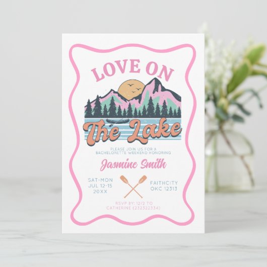 Invitation Retro Amour sur le lac fête de la bachelorette (Debout devant)