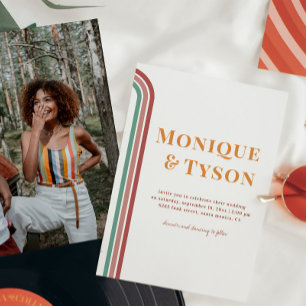 Invitation Rétro Années Soixante-Dix   Mariage Terre Cuite Ro