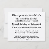 Invitation Rétro anniversaire de camion ou partie de retraite (Dos)