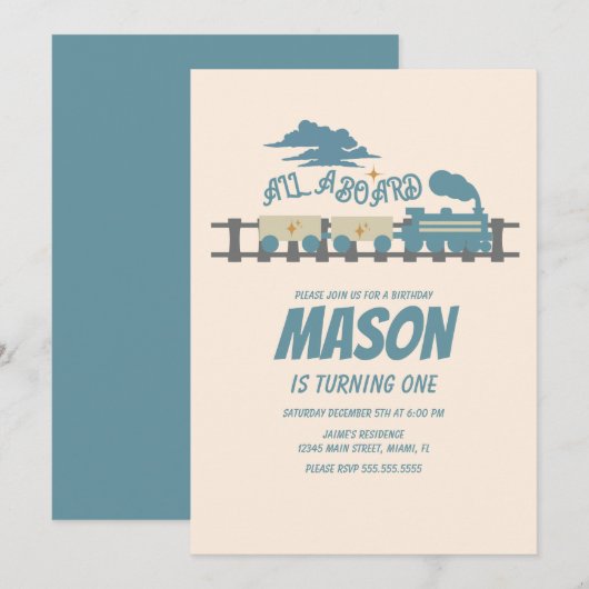 Invitation Retro Anniversaire de enfant Party Earthy Invitati (Devant / Derrière)