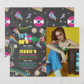 Invitation Retro Anniversaire les années 70 80s 90s Disco Pho (Devant / Derrière)