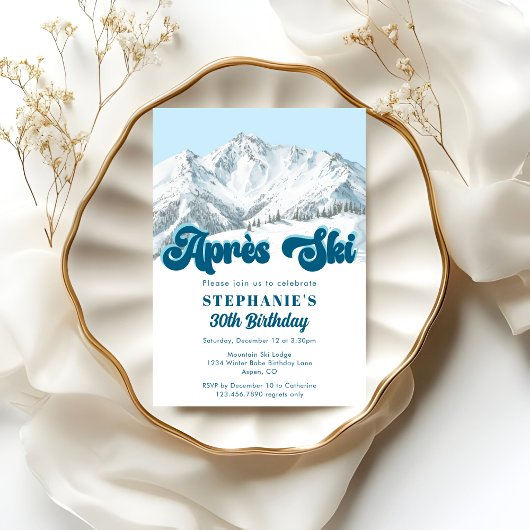 Invitation Retro Apres Ski Winter Mountain Birthday Party