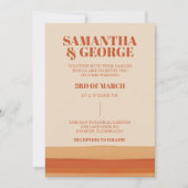 Invitation Rétro Aquarelle Stripes Terracotta Orange Mariage (Devant)