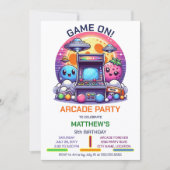 Invitation Retro Arcade fête d'anniversaire (Devant)