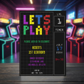 Invitation Retro Arcade Game Kids 1er anniversaire fête