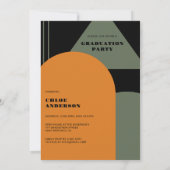 Invitation Retro Arch Green & Orange Photo Graduation (Dos)