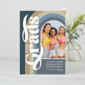 Invitation Retro Arch Photo 2025 Blue Joint Graduation Party (Debout devant)