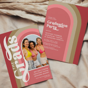 Invitation Retro Arch Photo 2025 Pink Joint Graduation Party