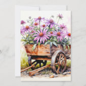 Invitation Retro Aster Flower Illustration Art Anniversaire (Dos)