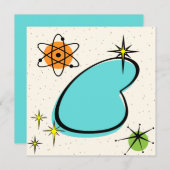 Invitation Retro Atomic Boomerang et Starbursts (Devant / Derrière)