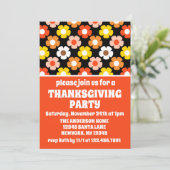 Invitation Retro Automne Fleurs d'automne Black Thanksgiving  (Debout devant)