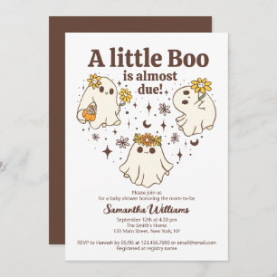Invitation Retro Automne Un Petit Boo Est Presque Dû Baby sho