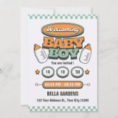 Invitation Retro Baby Boy Shower (Devant)