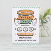 Invitation Retro Baby Boy Shower (Debout devant)