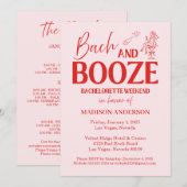 Invitation Retro Bach et Boissons Bachelière Rose Rouge (Devant / Derrière)