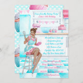 Invitation Retro Baking Cook de la compétition Anniversaire (Devant / Derrière)